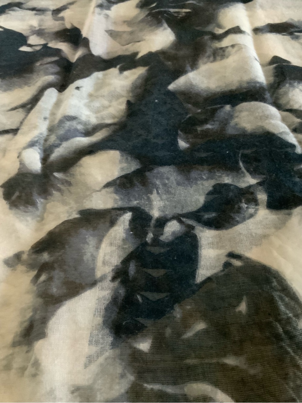 Source Unknown Black and White Abstract Women's Scarf